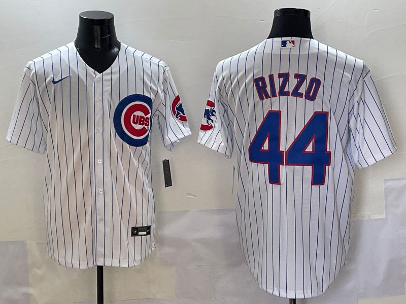 Men Chicago Cubs 44 Rizzo White Stripe Game 2025 Nike MLB Jersey style 7